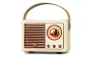 Mini Bluetooth Speaker with FM Radio, Retro Radio Bluetooth Speaker Rechargeable, Bluetooth 5.0/Superior Good Sound, Supports USB/TF/AUX/HandsFree Calls(Yellow)