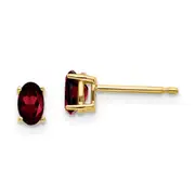 14k Yellow Gold 5x3mm Oval Garnet Earrings