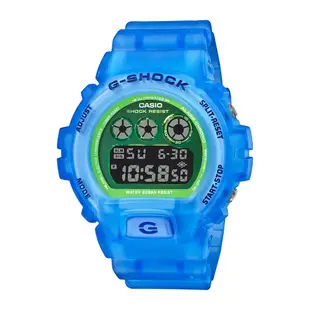 CASIO卡西歐 G-SHOCK 水藍x螢光綠 半透明系列 DW-6900LS-2_50mm