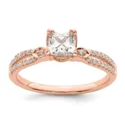 0.75ct. CZ Solid Real 14k Rose Polish 3/4ct Cushion Engagement Dia Ring