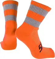 [X AUTOHAUX] Cycling Socks Anti-Friction l Outdoor Bike Socks Orange,Grey Unsex 1 Pair Color Matching Reflective