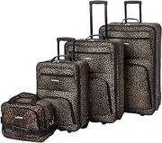 [Rockland] Jungle Softside Upright Luggage, Leopard, 4-Piece Set (14/19/24/28), Leopard
