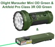 Olight Marauder Mini OD Green & Arkfeld Pro Class 3R OD Green Flashlights