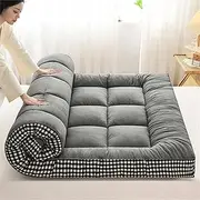 Japanese Floor Mattress,Thicken Futon Mattress, Sleeping Pad,Foldable Roll Up Mattress Dormitory Mattress Pad Floor Lounger Pillow Bed(Gray,80x200cm)