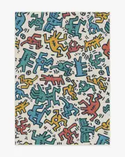 150' x 215' | Machine Washable Runner Rug | Kid & Pet Friendly | Indoor Rug | Block Party Multicolour Rug by Keith Haring | Ruggable