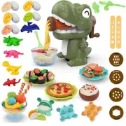 Dinosaur Noodle Maker Play Dough Set for Kids 3-8, 36 PCS Kitchen Toys with D...