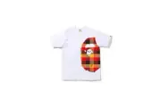A BATHING APE Men's T-Shirt BLOCK CHECK Pattern SIDE BIG APE HEAD Motif Japan