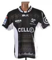 SHARKS RUGBY UNION SHIRT JERSEY BLK SIZE S