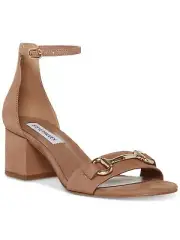 STEVE MADDEN Womens Brown Irenee-b Toe Block Heel Leather Heeled Sandal 6 M