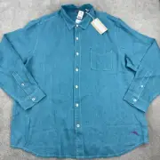 Tommy Bahama Mens XXL Blue Sea Glass Breezer Linen Shirt Riviera Azure