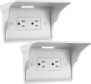 [LOUIS FELT] Horizontal Wall Outlet Shelf. Home Wall Shelf Organizer for Outlets. Perfect for Bathroom, Kitchen, Bedrooms with Cord Management and Easy Installation. White 2-Pack