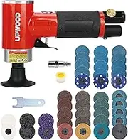 Pneumatic Mini Orbital Sander Grinder Polisher Kit, 2 inch Air Right Angle Surface Prep Tool with 41pcs Roll Lock Discs