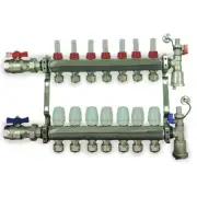 8 Loop Radiant PEX Plumbing Manifold - 1" 304 Stainless Steel Floor Heating