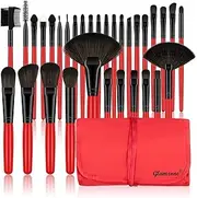 Makeup Brushes Set Eyeshadow Foundation Brushes Concealer Brush Eyelash Blusher Brushes 24 Pcs soft Make up Brush Kit,These Vegan and Cruelty-free Brushes have Soft Synthetic Bristles (Red)