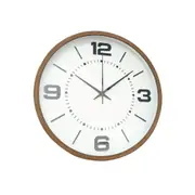 Minimalist Design Brown Round Analog Wall Clock 25*35 cm