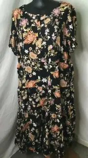 AUTOGRAPH BLACK "ORIENTAL FLORAL" TIERED DRESS SZ 22-NEW REDUCED PRICE!!