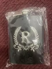 Stainless Steel Hip Flask, B/M (Best Man), Black, 8oz With Letter R