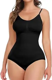 [SHAPERIN] Women's Shapewear Bodysuit Tummy Control Shaper Sexy Sleeveless Seamless Sculpting Thong Body Suit Tank Top Black S