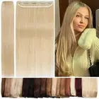 100% Soft One Piece Clip in Real Remy Human Hair Extensions 3/4 Full Head Blonde