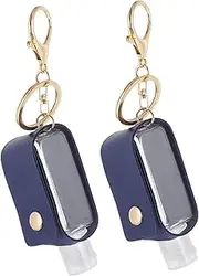 Healeved 2 Sets Refillable Travel Bottle Holders Portable Keychain Holders with PU Bottle for Liquid Toiletries Essential Oils and Soap Dispenser Convenient for Go Use