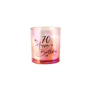 70th Pink Chrome Candle Vanilla Fragrance 45hr Burntime Keepsake Gift Set