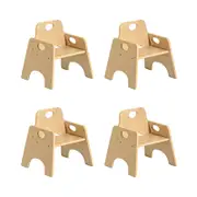 Jooyes Kids Stackable Wooden Toddler Chair H25cm - 4 Pack - oak | 45cm | Kids Chair