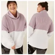 Vs Victorias Secret Pink Varsity Cowl Sweater Jacket Top Dreamy Lilac XXL