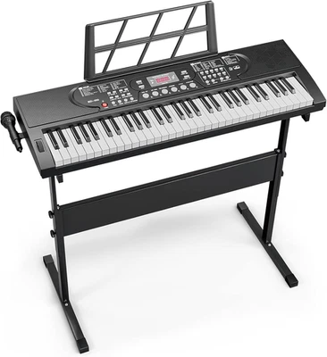 UMOMO 61 Keys Electronic Piano Keyboard with H Piano Stand, Portable Digital ...