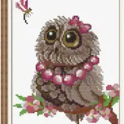 WhimsiStitch: Owl & Dragonfly Tree Cross Stitch Kit - Easy Summer Patterns for C