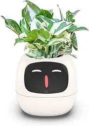 [TPHRAVAL] Intelligent Flower Pot, Electronic Bud, Maintenance Plant Assistant, Fun Interactive Flower Pot, Indoor Green Planting Monitoring, LCD Screen Display, Cell Phone APP Connection (White)