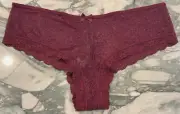 NEW Victoria Secret Very Sexy Eyelash Lace Cheeky Panty - Berry Royale - XL