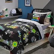 Bedlam - Black Gaming Duvet Cover - Single Size (200 x 140cm) - Glow in The Dark - Reversible (2 Designs) - Gamer Bedroom Accessories