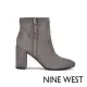 【NINE WEST】TAKES 9x9麂皮粗跟高跟短靴/踝靴-灰色