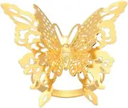 1pc Hollow-Out Gold Double Butterfly Napkin Buckle Dinner Table Party Tableware Paper Towel Napkin Ring Wedding Home Decorations (Color : B)