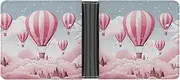 [RTSEBVN] Slim Credit Card Holder Personalized Leather Cute Sea Animal Manatee Money Clip Gifts Wallet For Men Women, Pink Hot Air Balloon, One size, Modern