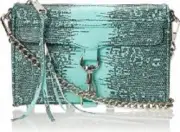 NWT Rebecca Minkoff Lizard Embossed Minty Leather Mini MAC Crossbody Clutch