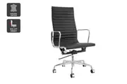 Matt Blatt Eames Premium Replica High Back Office Chair Genuine Leather (Black/Chrome)