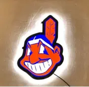 Cleveland Indians Chief Wahoo 2D LED 17" Neon Sign Lamp Light Bar Open Baseball