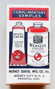 NOS Vintage Dr Wernet's Denture Cream and Powder Sample with Original Box