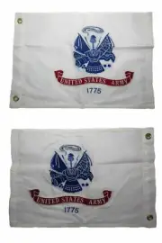 12x18 Embroidered U.S. Army White Double Sided 2ply 220D Nylon 12"x18" Grommets