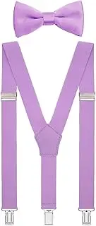 [WDSKY] Kids Suspenders and Bow Tie Set Star Clips for Wedding