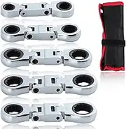SPEEDWOX 5pcs Double Box End Flex-Head Ratcheting Combination Wrench Set - Metric Wrench Sets