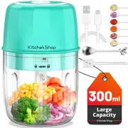 Rechargeable Portable and Cordless Mini Food Processor 300ML with Stainless S...