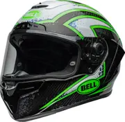 Bell Race Star DLX Flex Xenon Helmet, black-green-silver, Size M for Men Black Green Silver