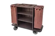 Dolphy Integrated Waste Bin Housekeeping Trolley Cart 140x50x121cm - Brown