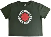 [Rock Off officially licensed products] Red Hot Chili Peppers Crop Top T Shirt Classic Asterisk Official Womens Green