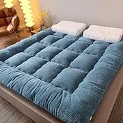 Floor Mattress,Queen Size,Thicken Roll Up Tatami Mat,Foldable and Portable Floor Lounger Mattress Sleeping Pad for Camping(Blue,X-Long Twin(90x200cm))