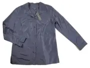 NEW TALBOTS 100% Silk Button Up Blouse Women’s Size 8 Blue Deco Buttons Career
