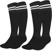 [Offtrte] Knee High Soccer Socks (2 Pairs) Youth Adult Athletic Compression Socks, Fit for US Size 6-11 Men Women