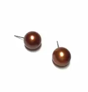 Metallic Copper Vintage Lucite Retro Round Ball Stud Earrings